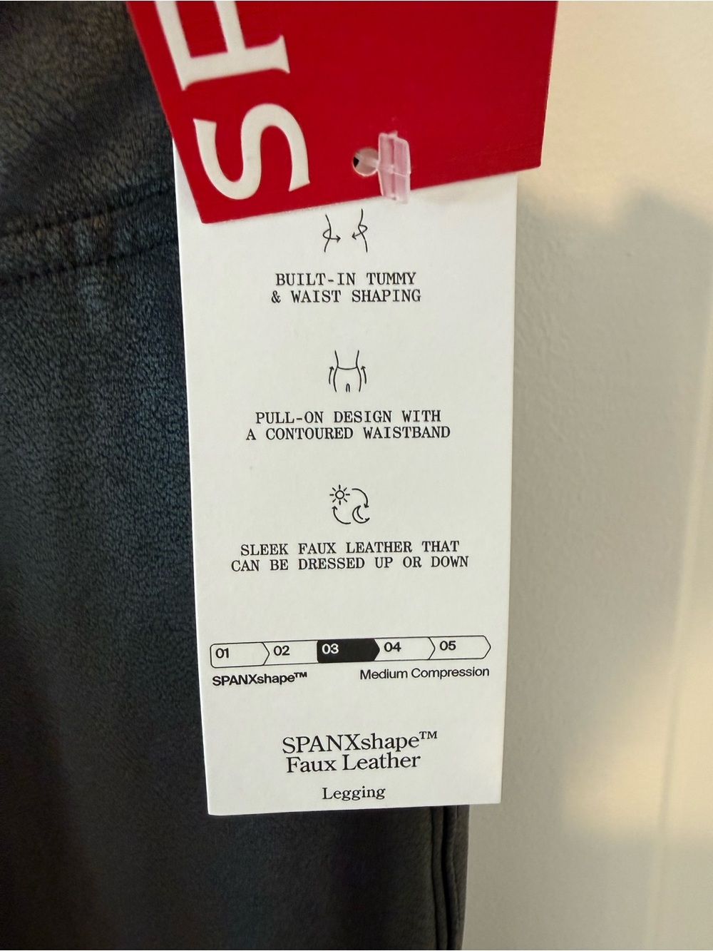 SPANX High-Waist Faux Leather Look Leggings - Black - Picture 6 of 7